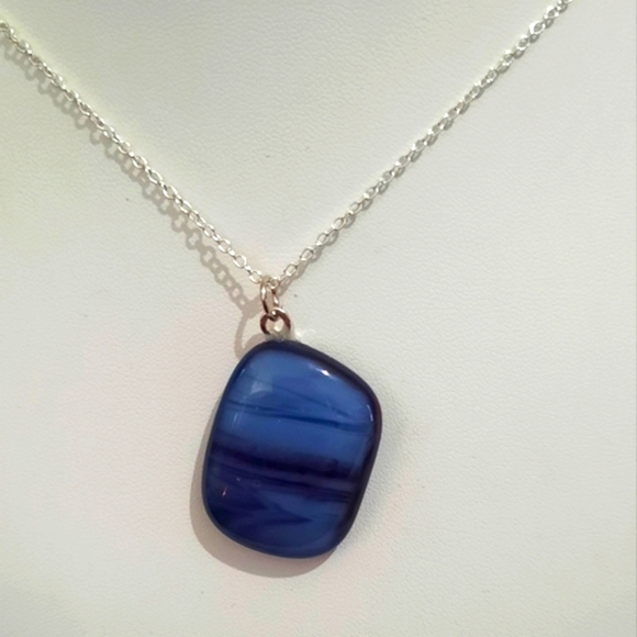 Two-tone Purple Fused Stained Glass Necklace - Picture 2 of 5